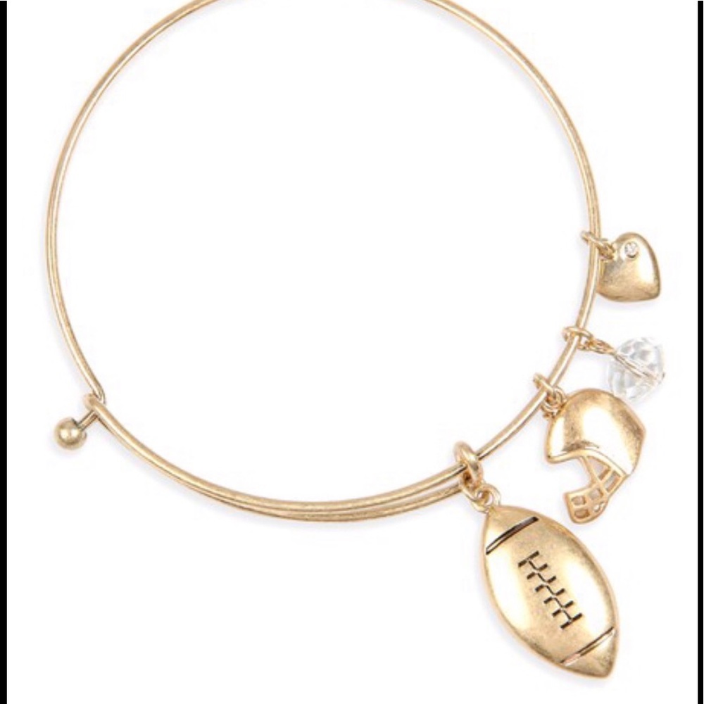 BOUTIQUE ITEM- BRACELET W/ FOOTBALL THEMED CHARMS “never never give up”